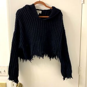 Wildfox, Medium, cropped, knitted hoodie.